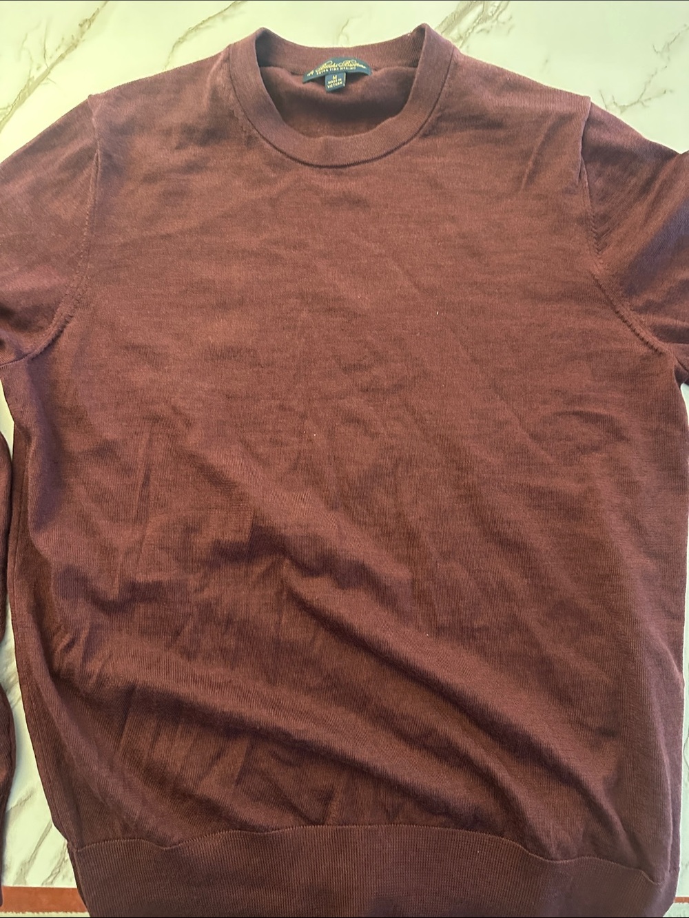 Brooks Brothers Men's Wine Crewneck Cotton Sweater
